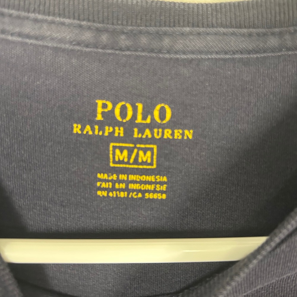 Polo Ralph Lauren T-Shirt Men M Navy Blue Red Pony Logo Crewneck Short Sleeve - Picture 5 of 6